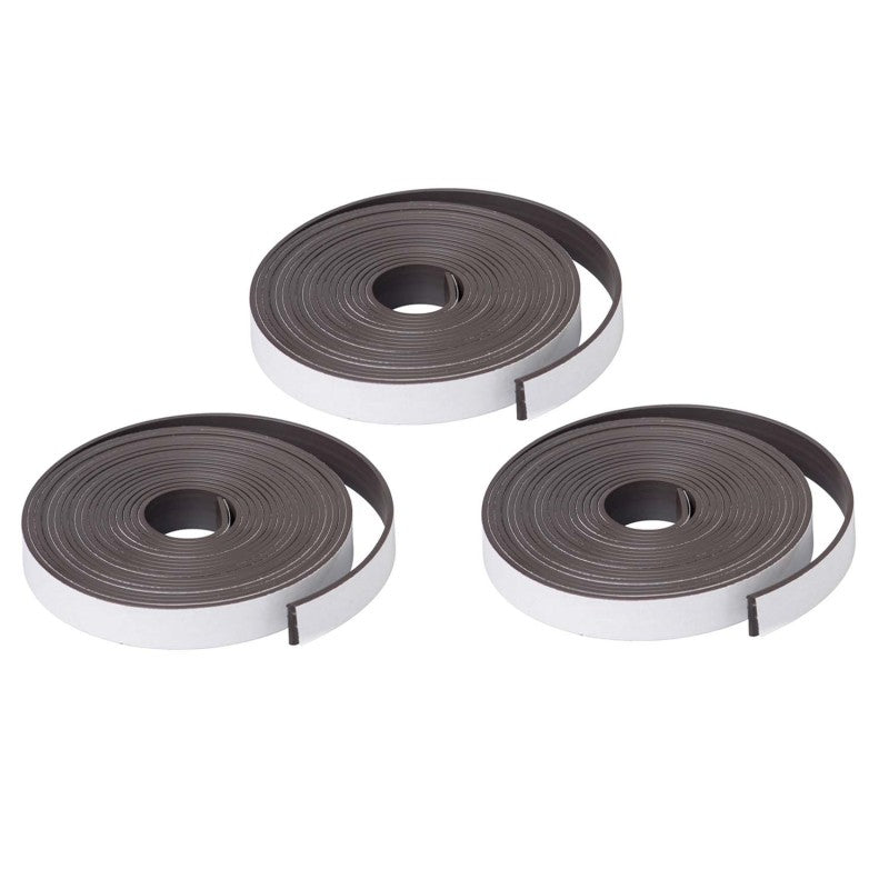 DOWLING MAGNETS - Magnet Strip with Adhesive, 1" x 10', 3 Rolls