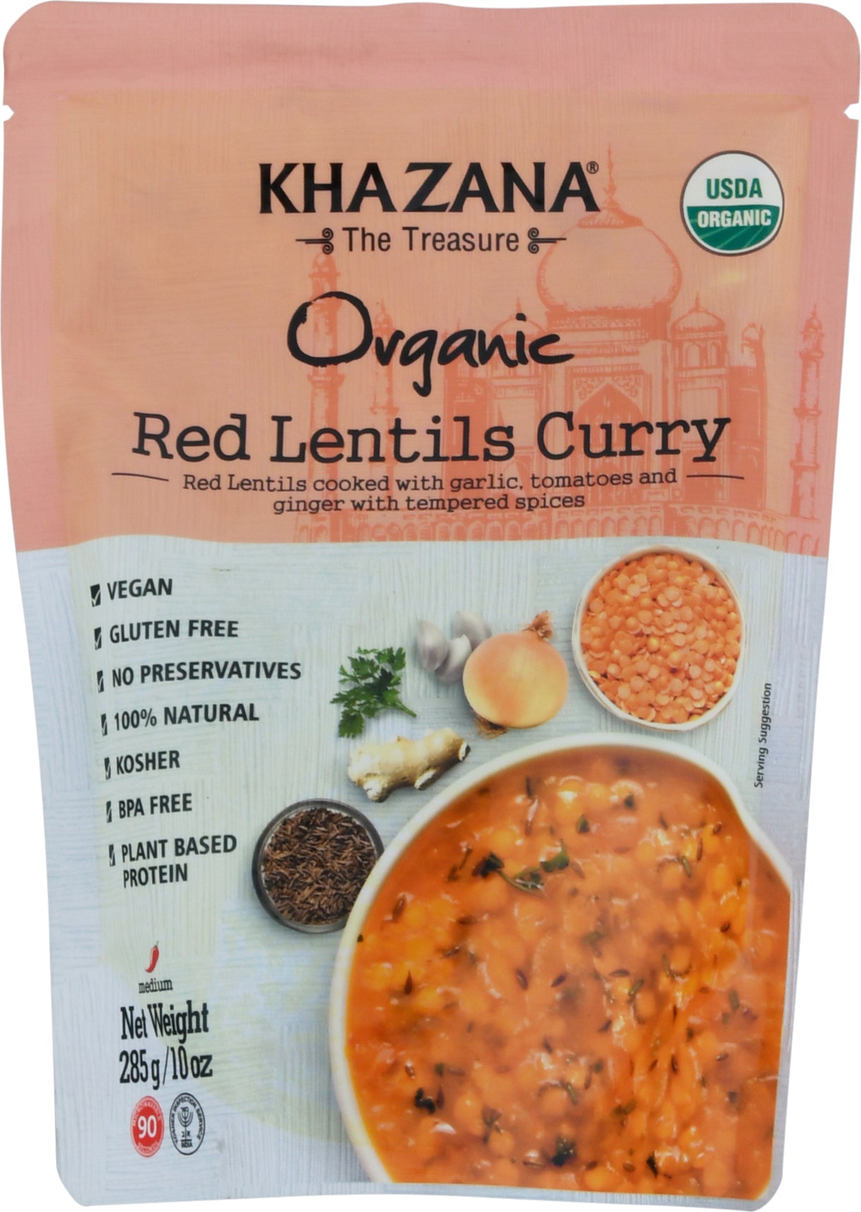 Khazana Organic Red Lentils Curry 10 oz - Case of 6