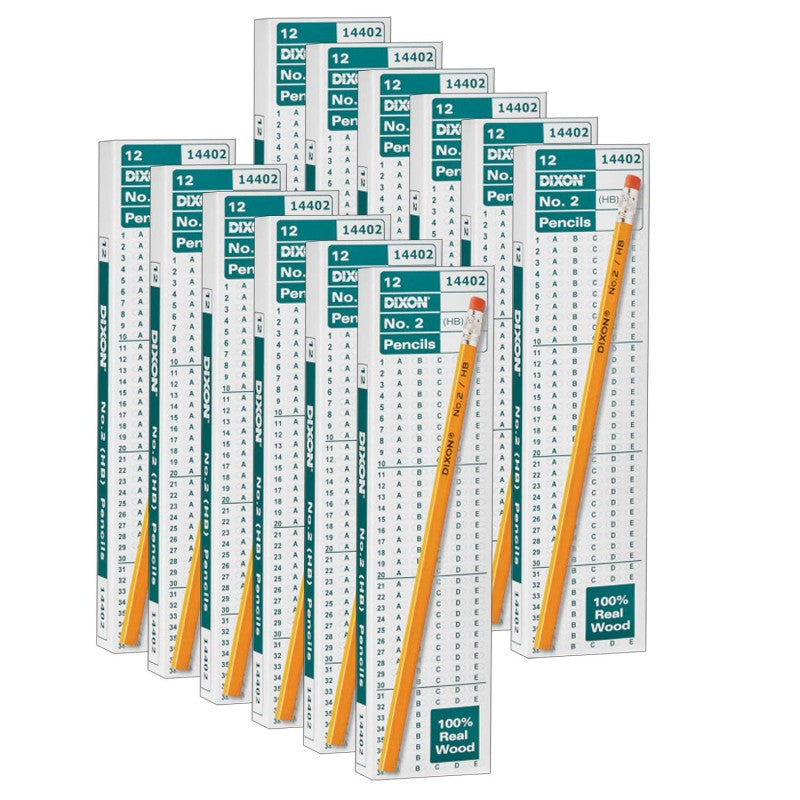 DIXON - No. 2 Pencils, Yellow, 12 Per Box, 12 Boxes