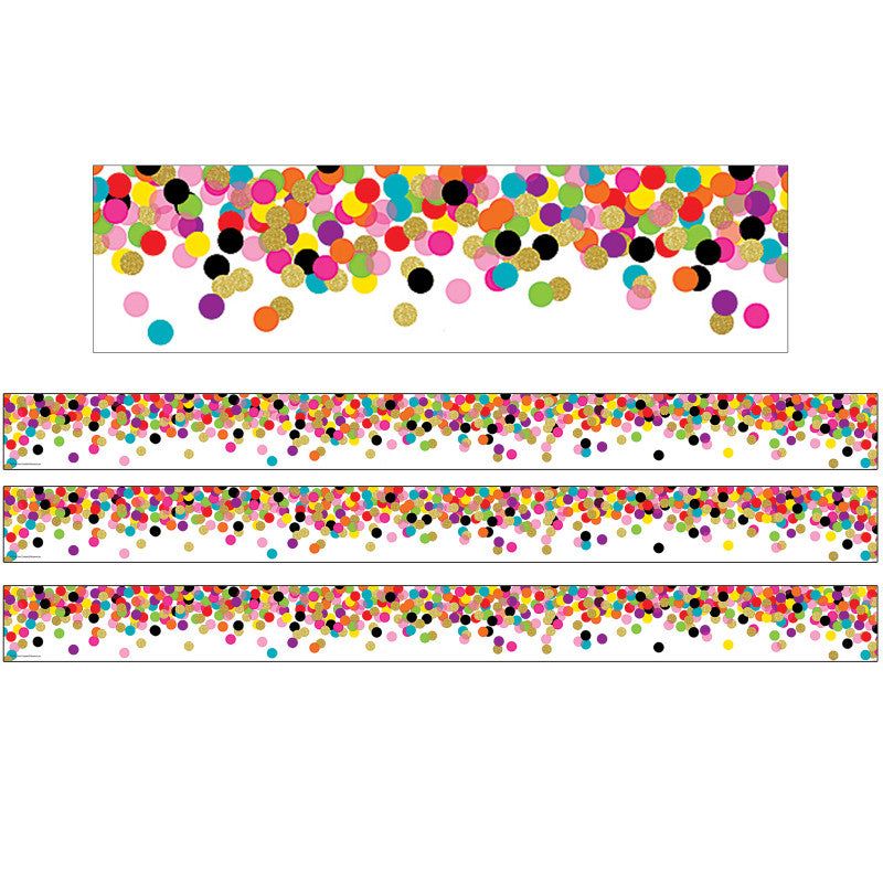 TEACHER CREATED RESOURCES - Confetti Straight Rolled Border Trim, 50 Feet Per Roll, 3 Rolls