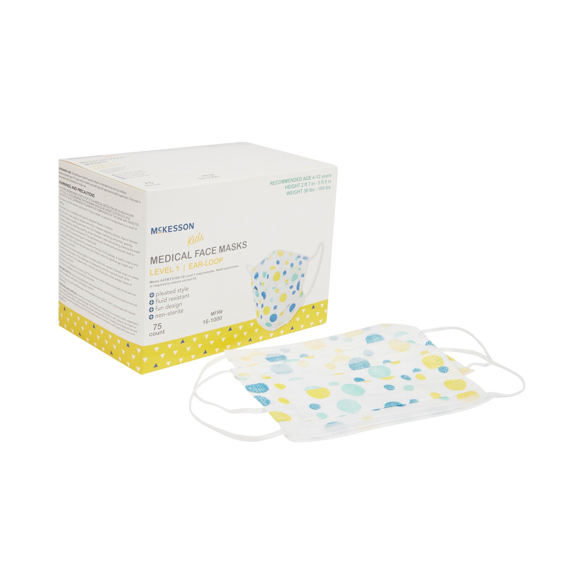 McKesson Brand - Procedure Mask McKesson ASTM Level 1 Earloops Child Size [75/BX]
