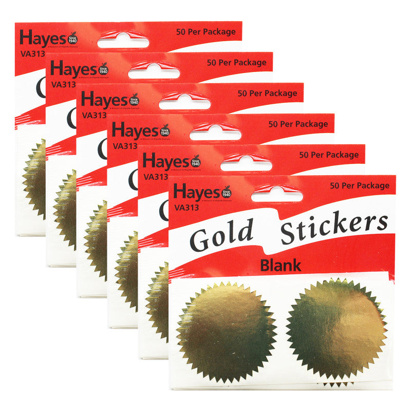 HAYES PUBLISHING - Blank 2" Gold Certificate Seals, 50 Per Pack, 6 Packs