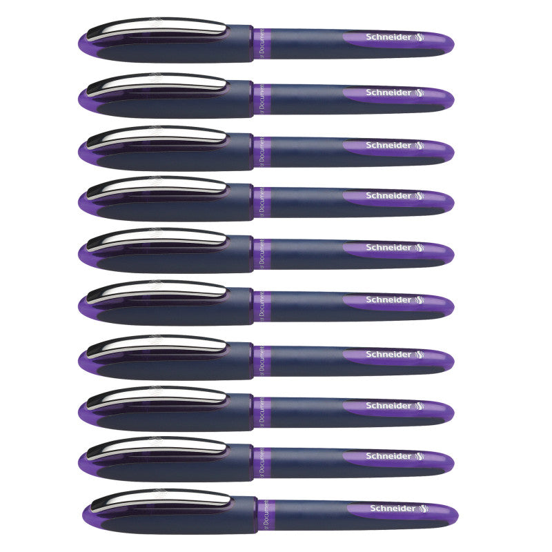 SCHNEIDER - One Business Rollerball Pens, 0.6mm, Violet, Pack of 10