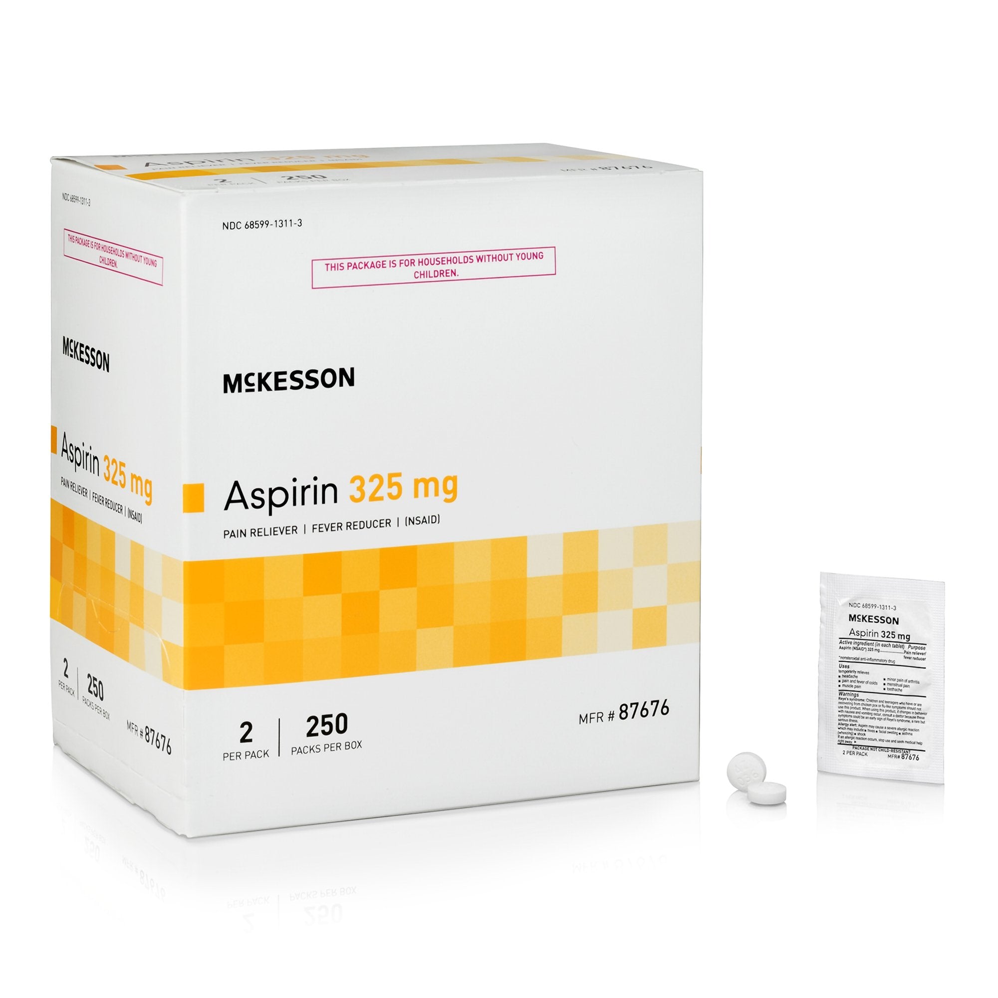 McKesson Brand - Pain Relief McKesson 325 mg Strength Aspirin Tablet 250 per Box [3000/CS]