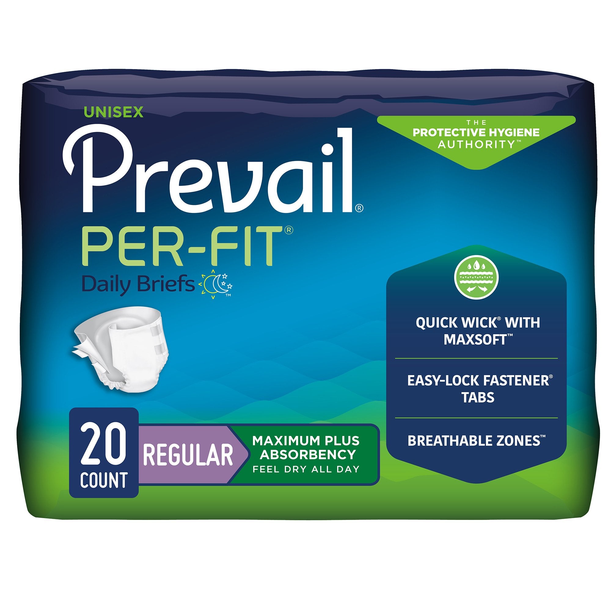 First Quality - Unisex Adult Incontinence Brief Prevail® Per-Fit® Maximum Plus Regular Disposable Heavy Absorbency [20/BG]