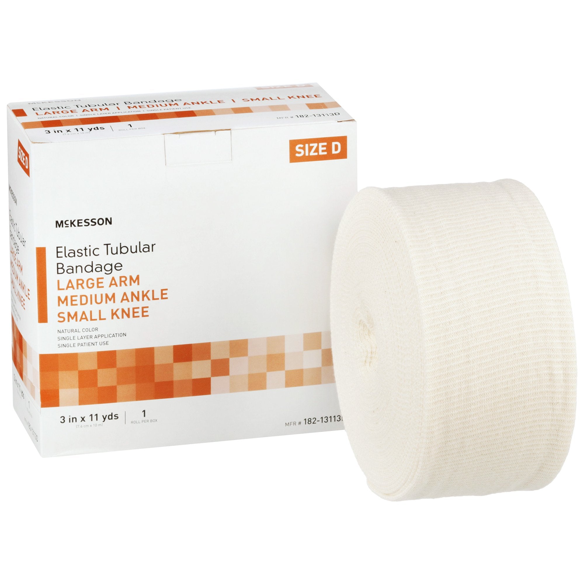 McKesson Brand - Elastic Tubular Support Bandage McKesson Spandagrip™ 3 Inch X 11 Yard Large Arm / Medium Ankle / Small Knee Pull On Natural NonSterile Size D Standard Compression [18/CS]