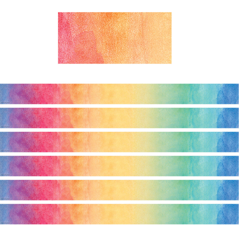 TEACHER CREATED RESOURCES - Watercolor Straight Border Trim, 35 Feet Per Pack, 6 Packs