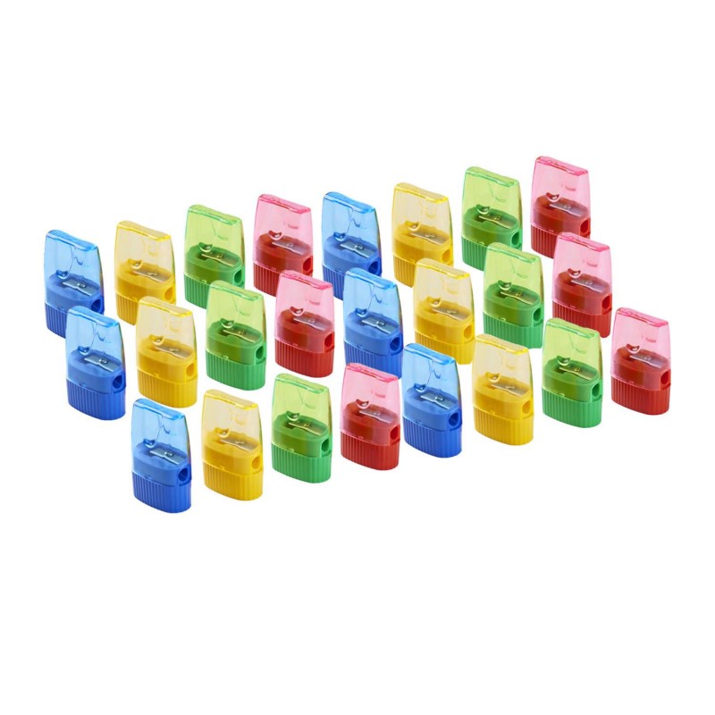 CHARLES LEONARD - Pencil Sharpener with Cone Shaped Shaving Receptacle, Assorted Colors, 24 Per Pack