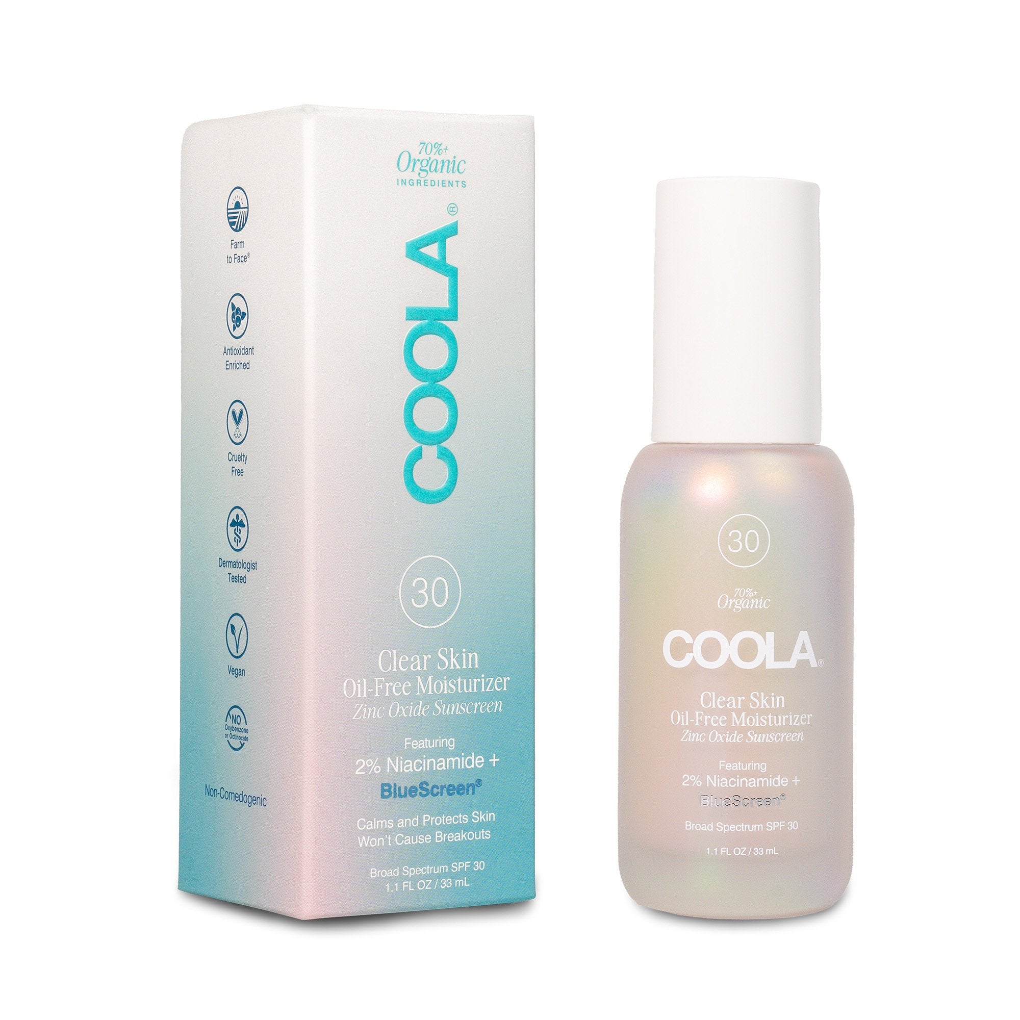 COOLA LLC - Facial Moisturizer with Sunscreen COOLA® Clear Skin 1.1 oz. Bottle Unscented Lotion [1/EA]