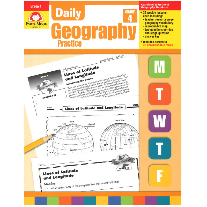 EVAN-MOOR - Daily Geography Practice Book, Teacher's Edition, Grade 4