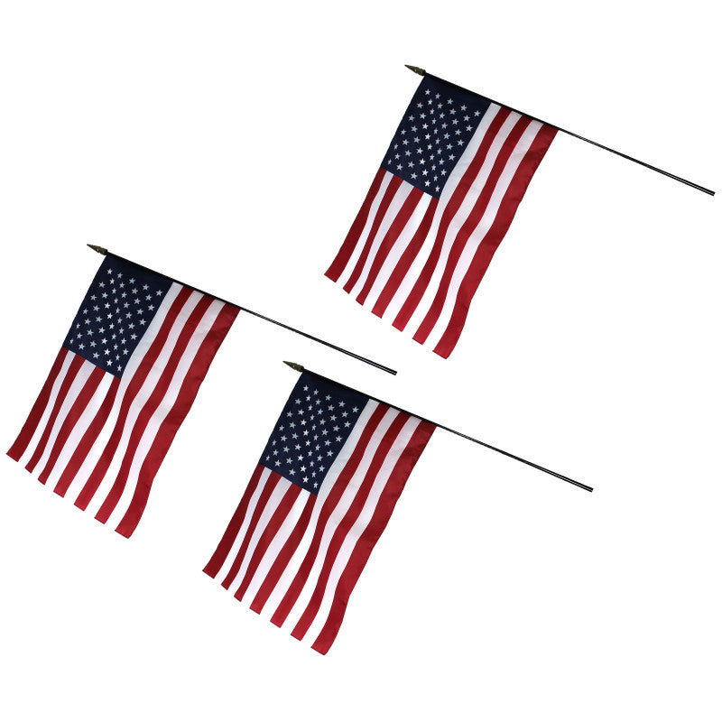 ANNIN & COMPANY - U.S. Classroom Flag, 16" x 24" with Staff, Pack of 3