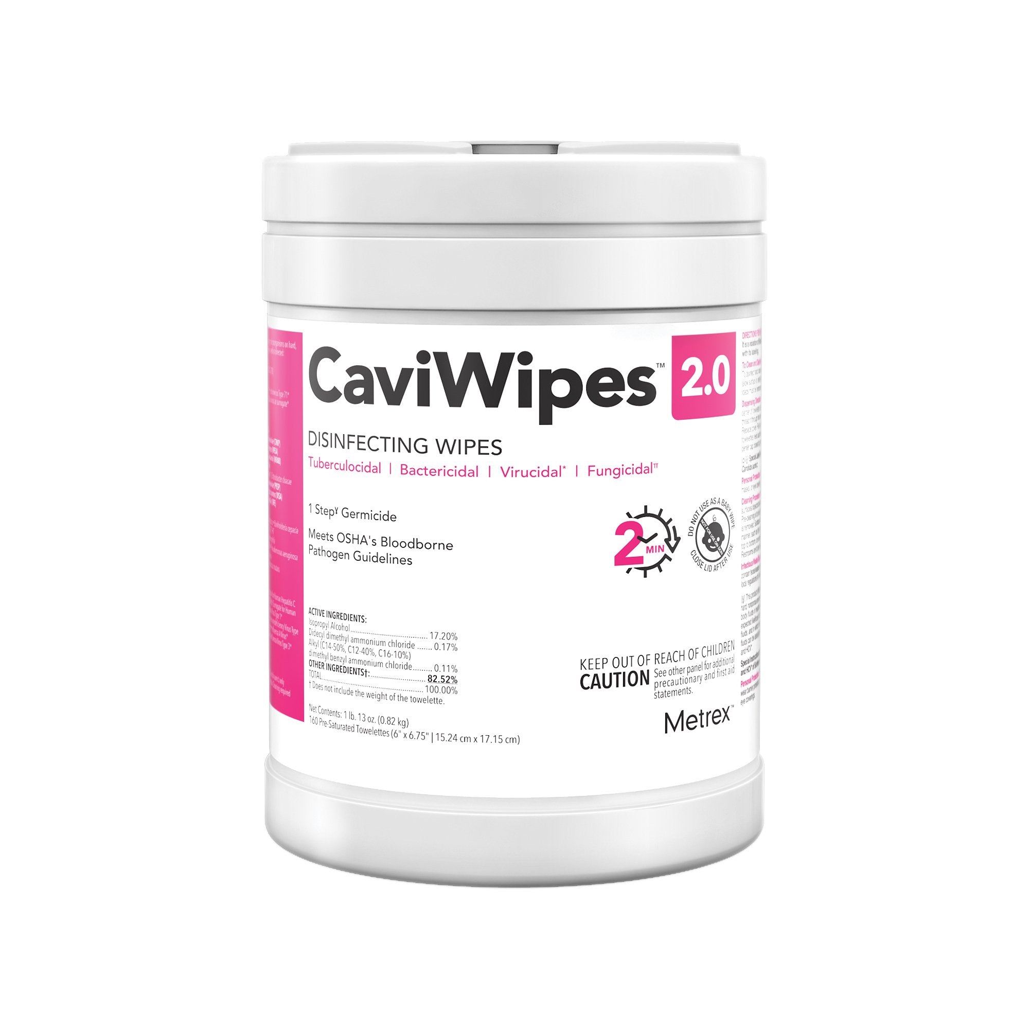 Metrex Research - CaviWipes™ 2.0 Surface Disinfectant Premoistened Manual Pull Wipe 65 Count Canister Alcohol Scent NonSterile [12/CS]