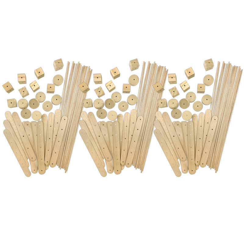 TEACHER CREATED RESOURCES - STEM Basics: Wood Construction Kit - 66 Per Pack, 3 Packs