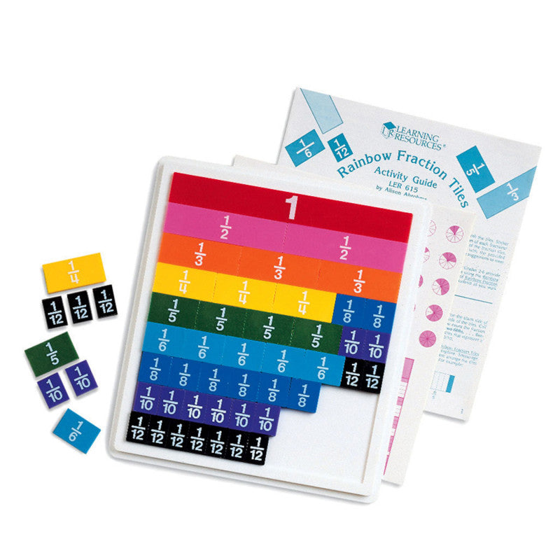 LEARNING RESOURCES - Rainbow Fraction® Plastic Tiles with Tray, 51 Pieces