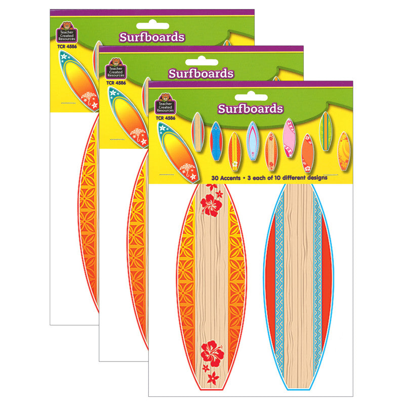 TEACHER CREATED RESOURCES - Surfboards Accents, 30 Per Pack, 3 Packs