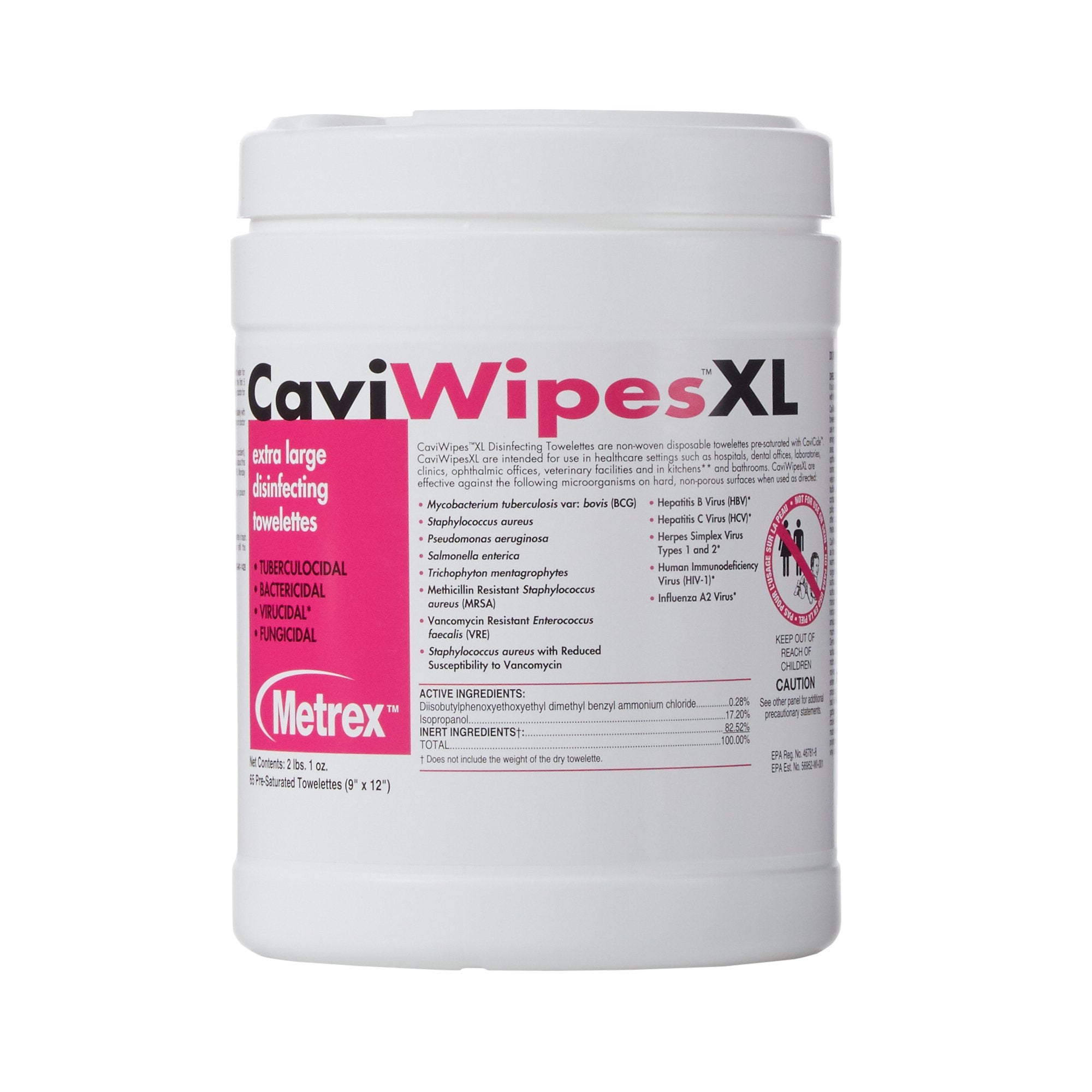 Metrex Research - CaviWipes™ Surface Disinfectant Premoistened Alcohol Based Manual Pull Wipe 66 Count Canister Alcohol Scent NonSterile [1/CN]
