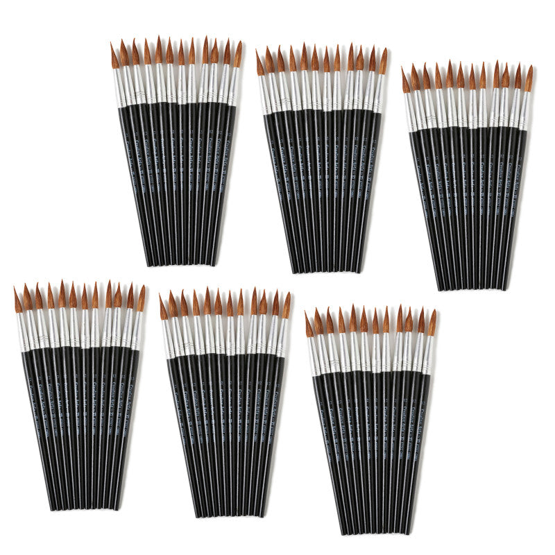 CHARLES LEONARD - Water Color Paint Brushes with Round Pointed Tip, # 12, 1.06 Inch, Camel Hair, Black Handle, 12 Per Pack, 6 Packs