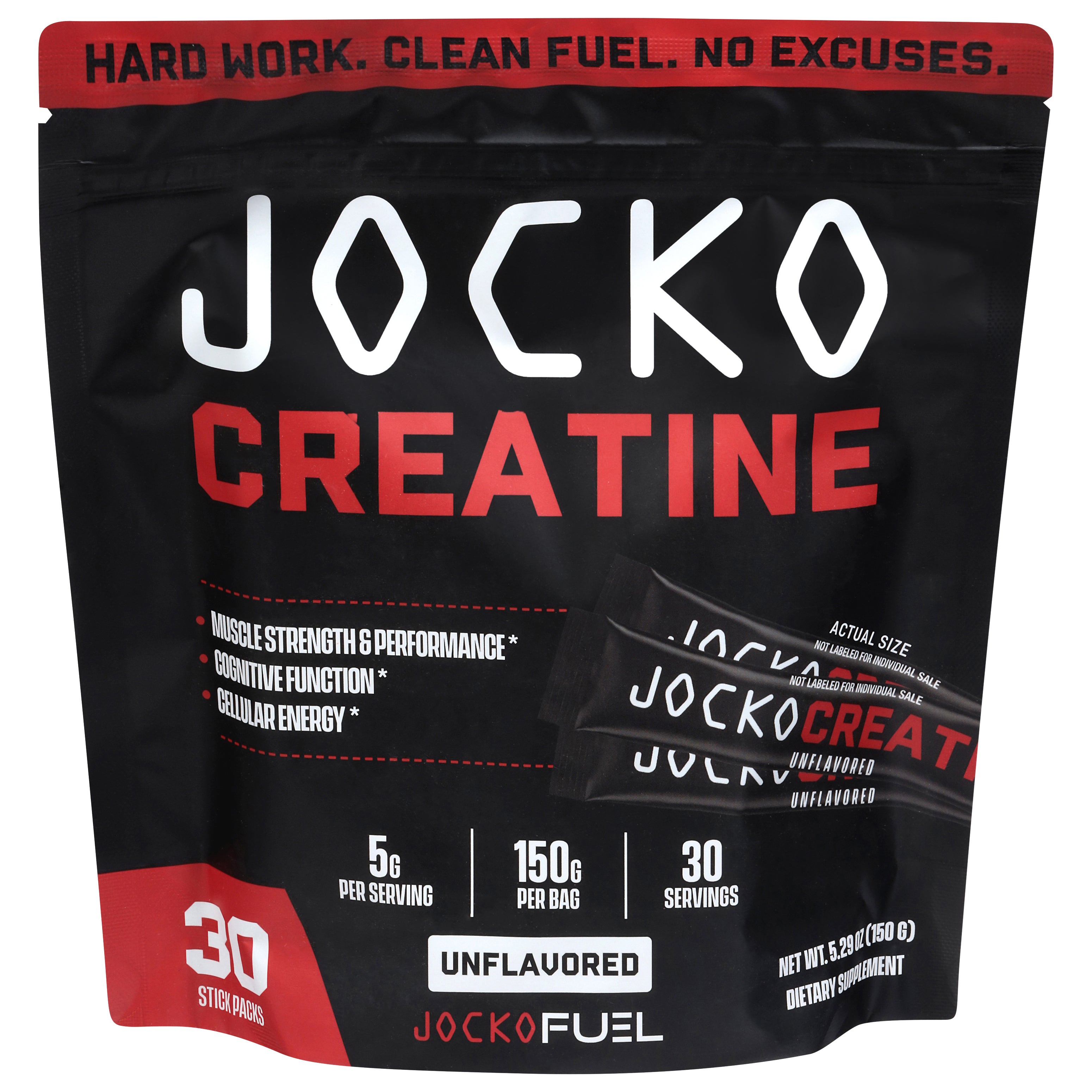 Jocko Unflavored Creatine 30 Stick Packs - Case of 1
