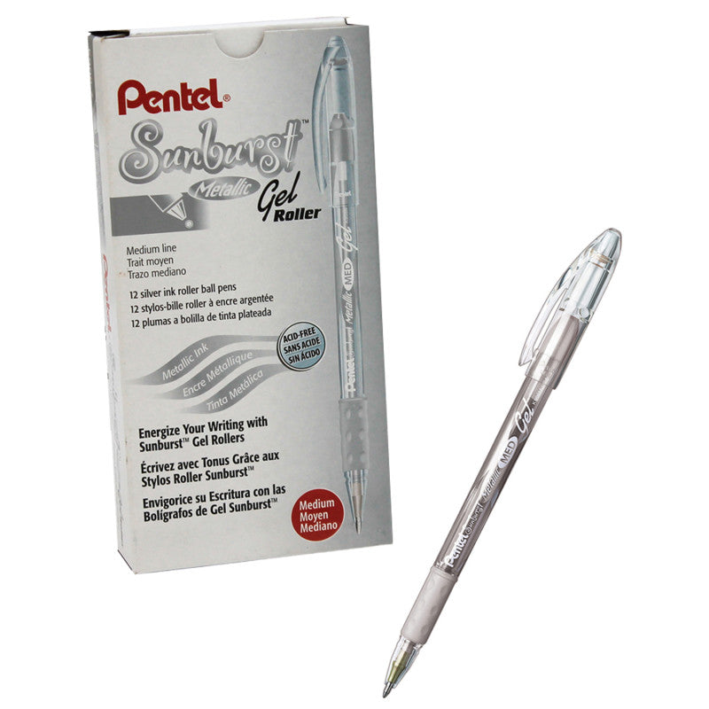 PENTEL - Sunburst™ Metallic Pen, Silver, Pack of 12