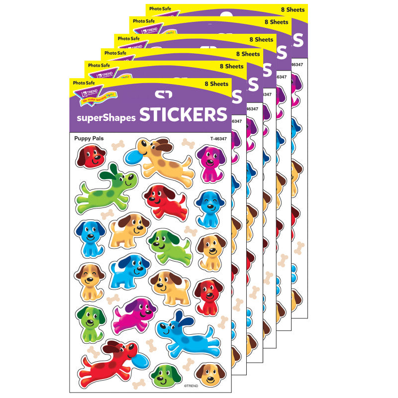 TREND - Puppy Pals superShapes Stickers-Large, 160 Per Pack, 6 Packs