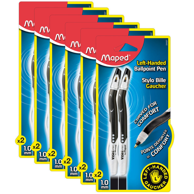 MAPED - Visiopen Ball-Point For Lefties - 2 Per Pack, 6 Packs