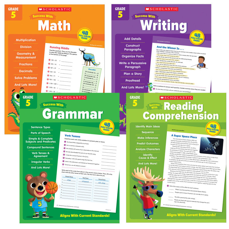SCHOLASTIC TEACHING SOLUTIONS - Scholastic Fifth Grade Success Workbooks, 4 Book Set
