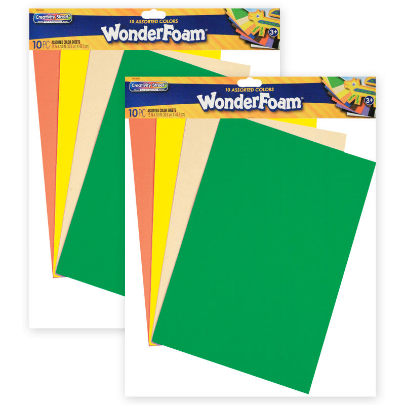 CREATIVITY STREET - WonderFoam® Sheets, 12" x 18", Assorted Colors, 10 Sheets Per Pack, 2 Packs
