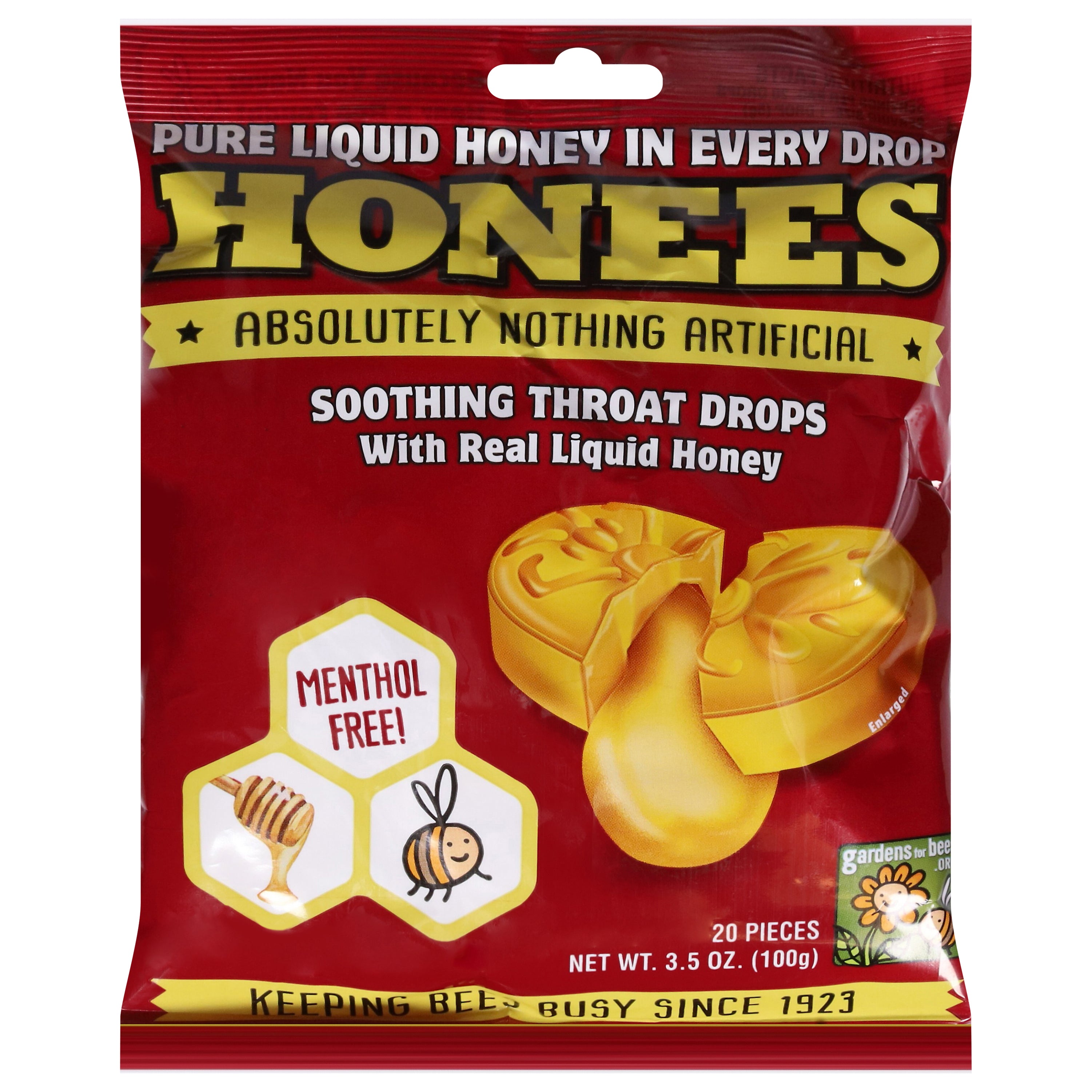 Honees Soothing Throat Drops with Real Liquid Honey 20 ea - Case of 12