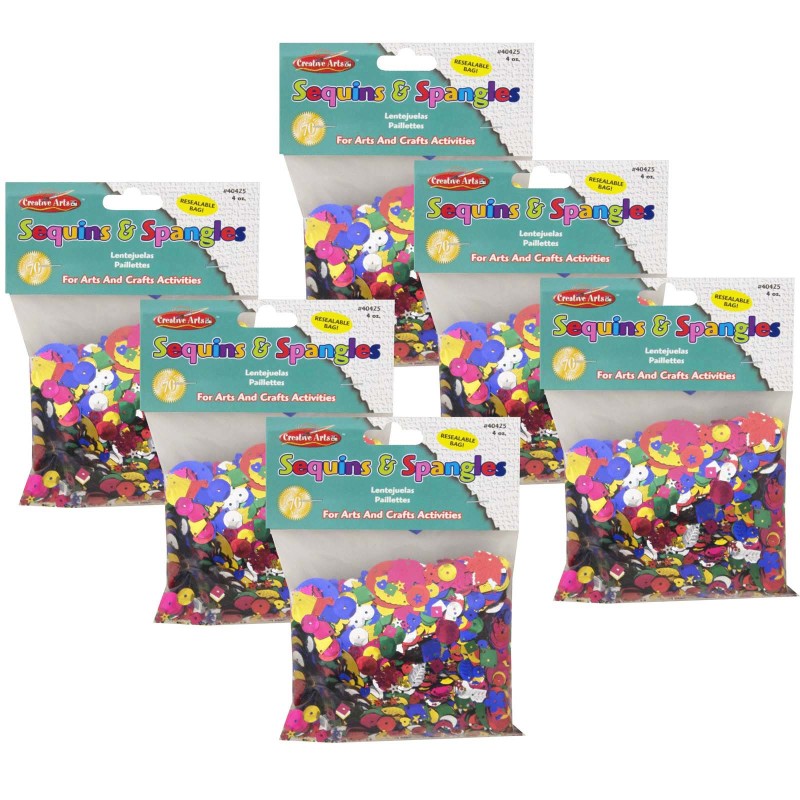CHARLES LEONARD - Glittering Sequins with Spangles, 4 oz Per Pack, 6 Packs
