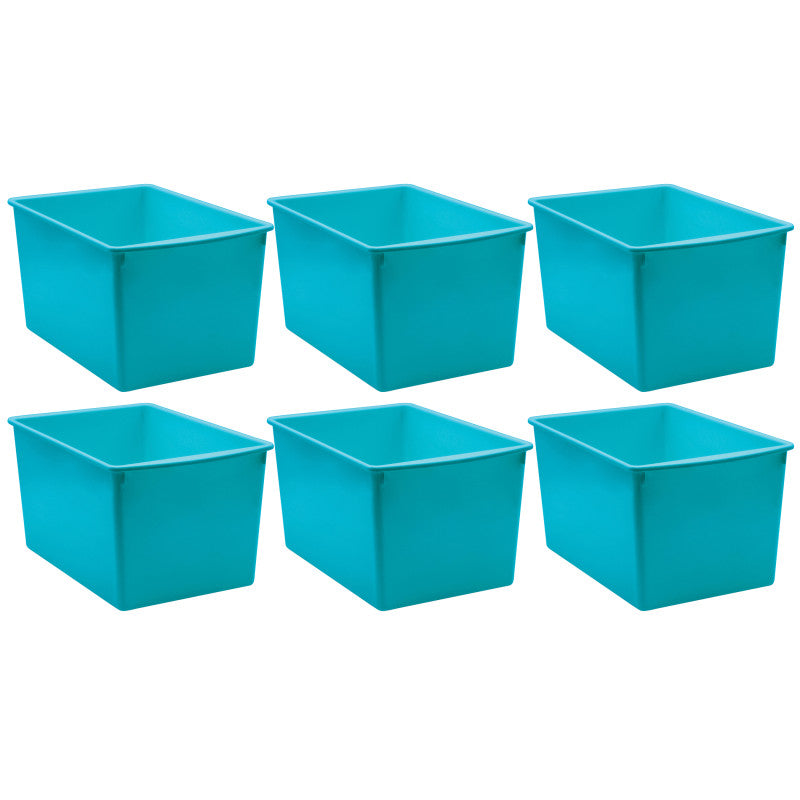 TEACHER CREATED RESOURCES - Plastic Multi-Purpose Bin, Teal, Pack of 6