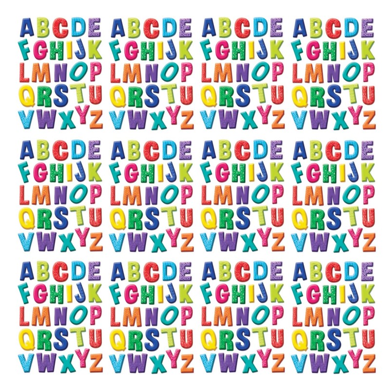 EUREKA - Color My World Alphabet Window Clings, 12 Sheets