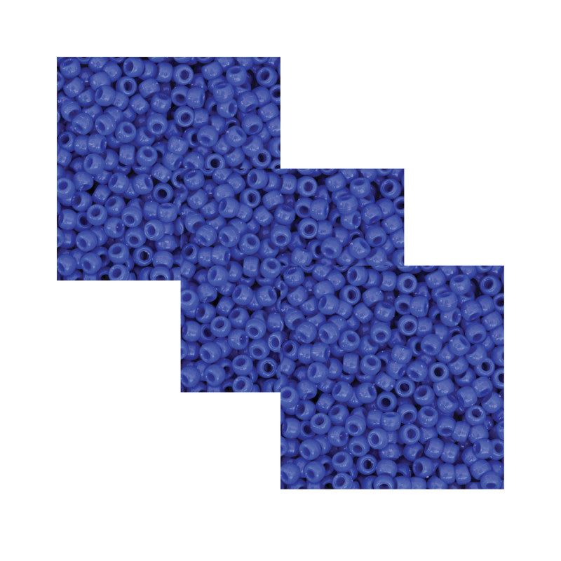 CREATIVITY STREET - Pony Beads, Blue, 6 mm x 9 mm, 1000 Per Pack, 3 Packs
