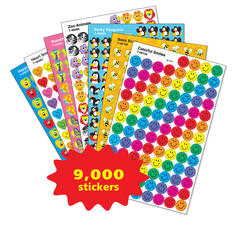TREND - SuperSpots® & SuperShapes Stickers Assortment Pack, 100 Stickers Per Sheet, 90 Sheets