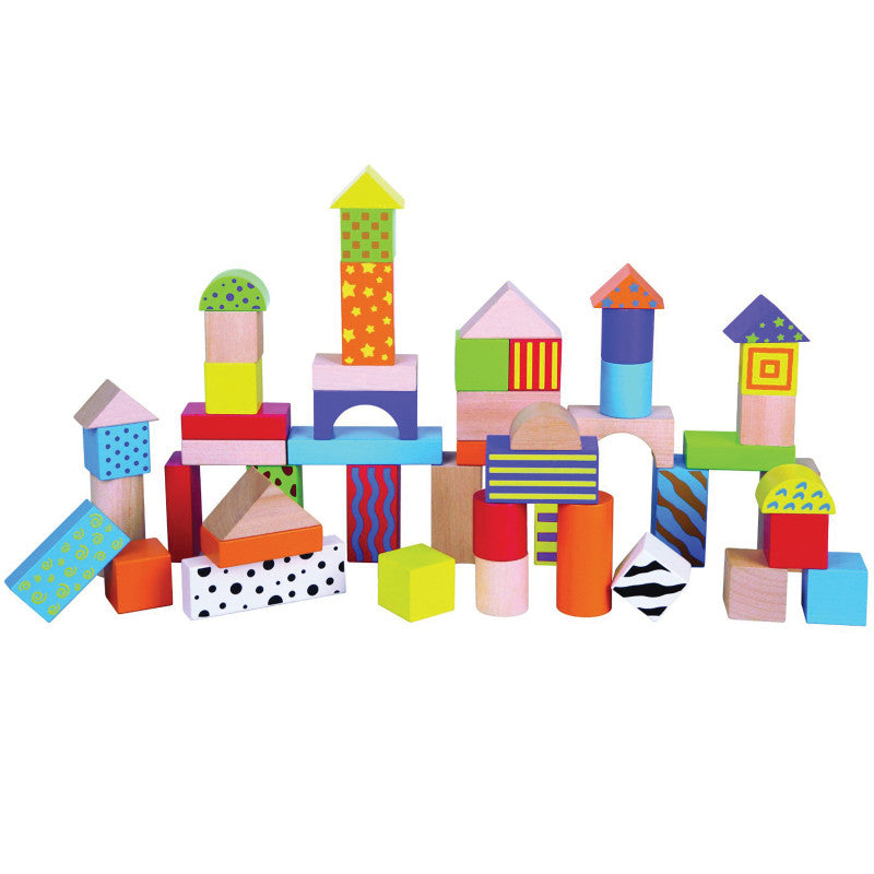 THE ORIGINAL TOY COMPANY - Wooden Blocks Building Set, 50 Pieces