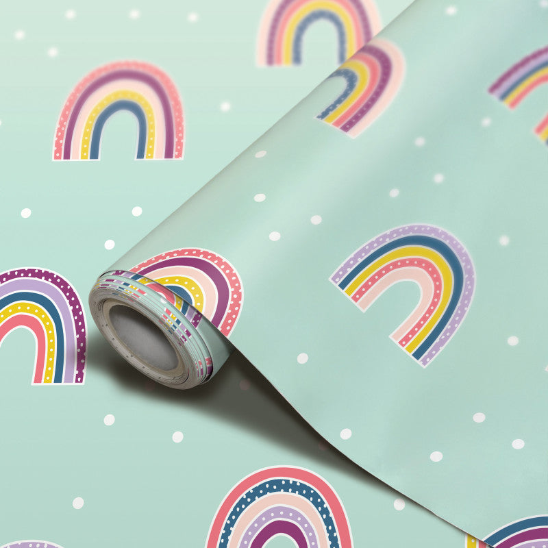 TEACHER CREATED RESOURCES - Peel and Stick Decorative Paper Roll, 17-1/2" x 10 ft, Oh Happy Day Rainbow