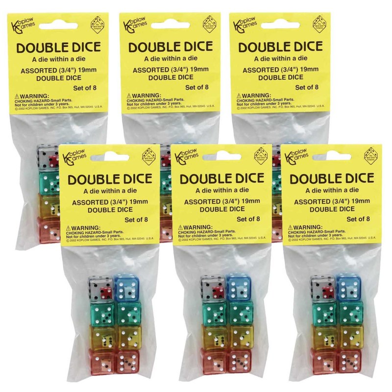 KOPLOW GAMES - Double Dice Set, 8 Per Pack, 6 Packs