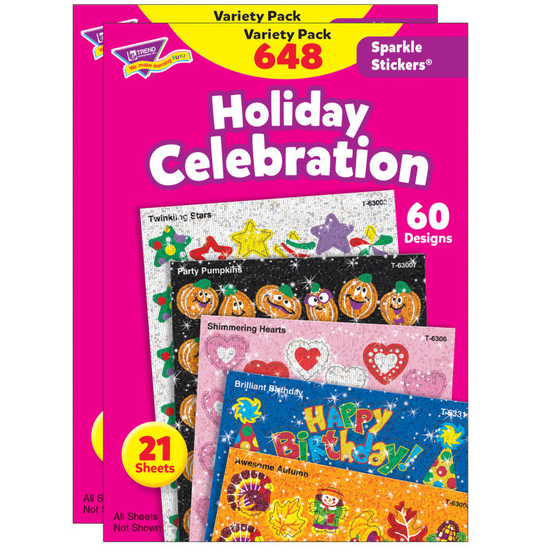 TREND - Holiday Celebration Sparkle Stickers® Variety Pack, 648 Per Pack, 2 Packs