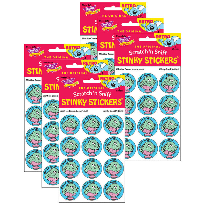 TREND - Minty Good!/Mint Ice Cream Scented Stickers, 24 Per Pack, 6 Packs