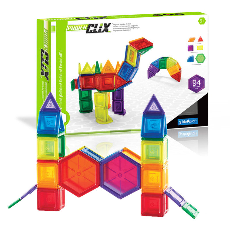 GUIDECRAFT - PowerClix® Solids, Magnetic Building Set, 94 Pieces