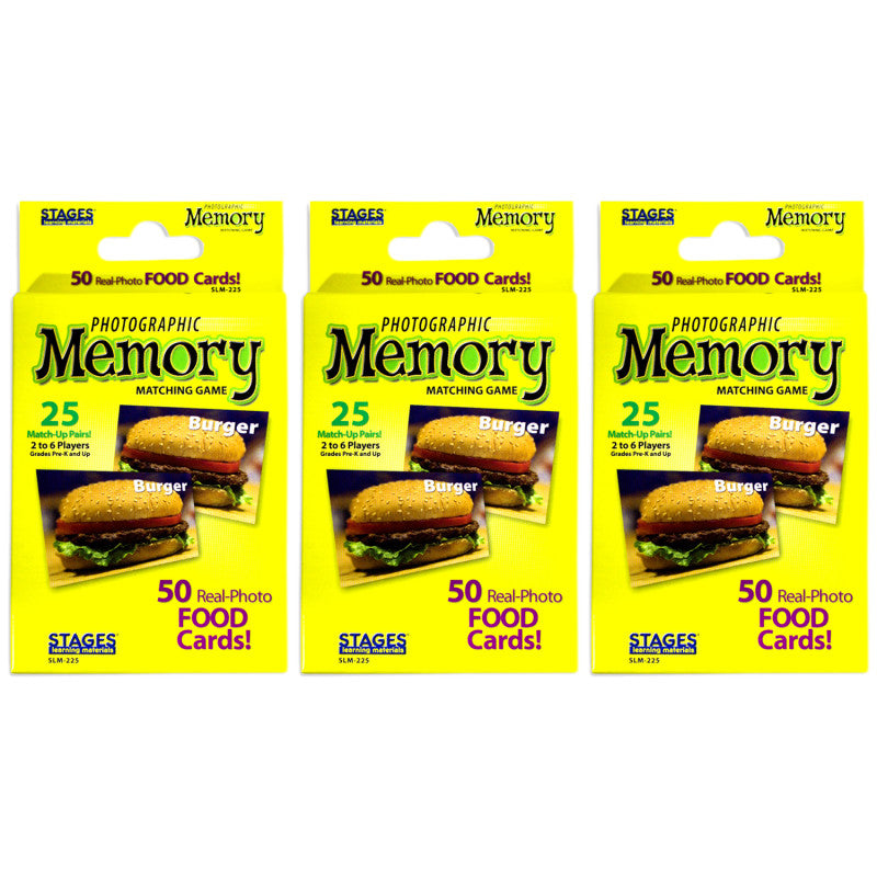 STAGES LEARNING MATERIALS - Photographic Memory Matching Game, Food, Pack of 3