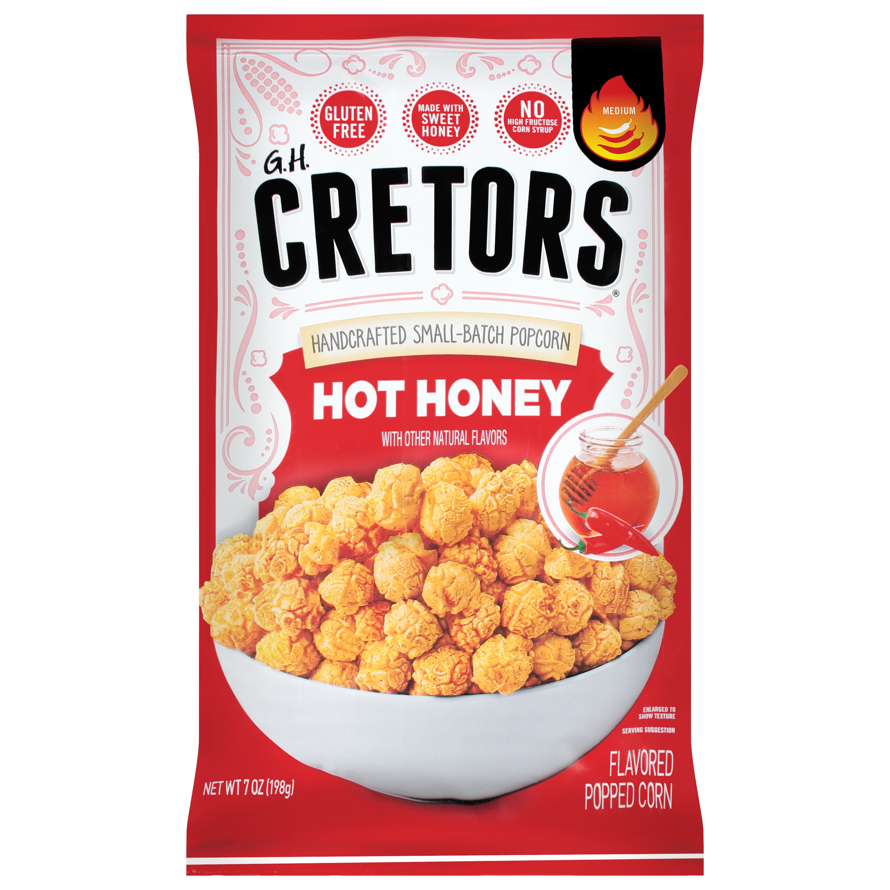 G.H. Cretors Handcrafted Small-Batch Hot Honey Popcorn 7 oz - Case of 12