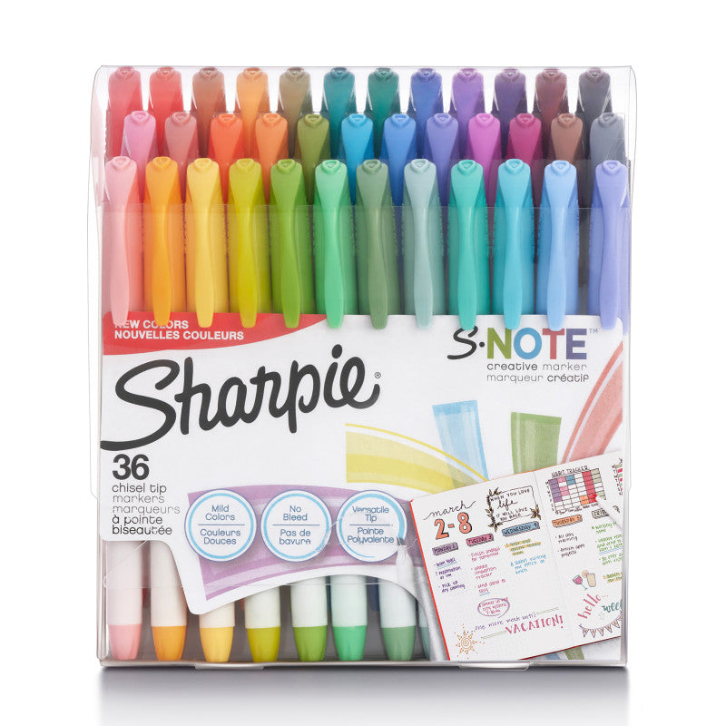 SHARPIE - S-Note Creative Markers, Highlighters, Assorted Colors, Chisel Tip, 36 Count