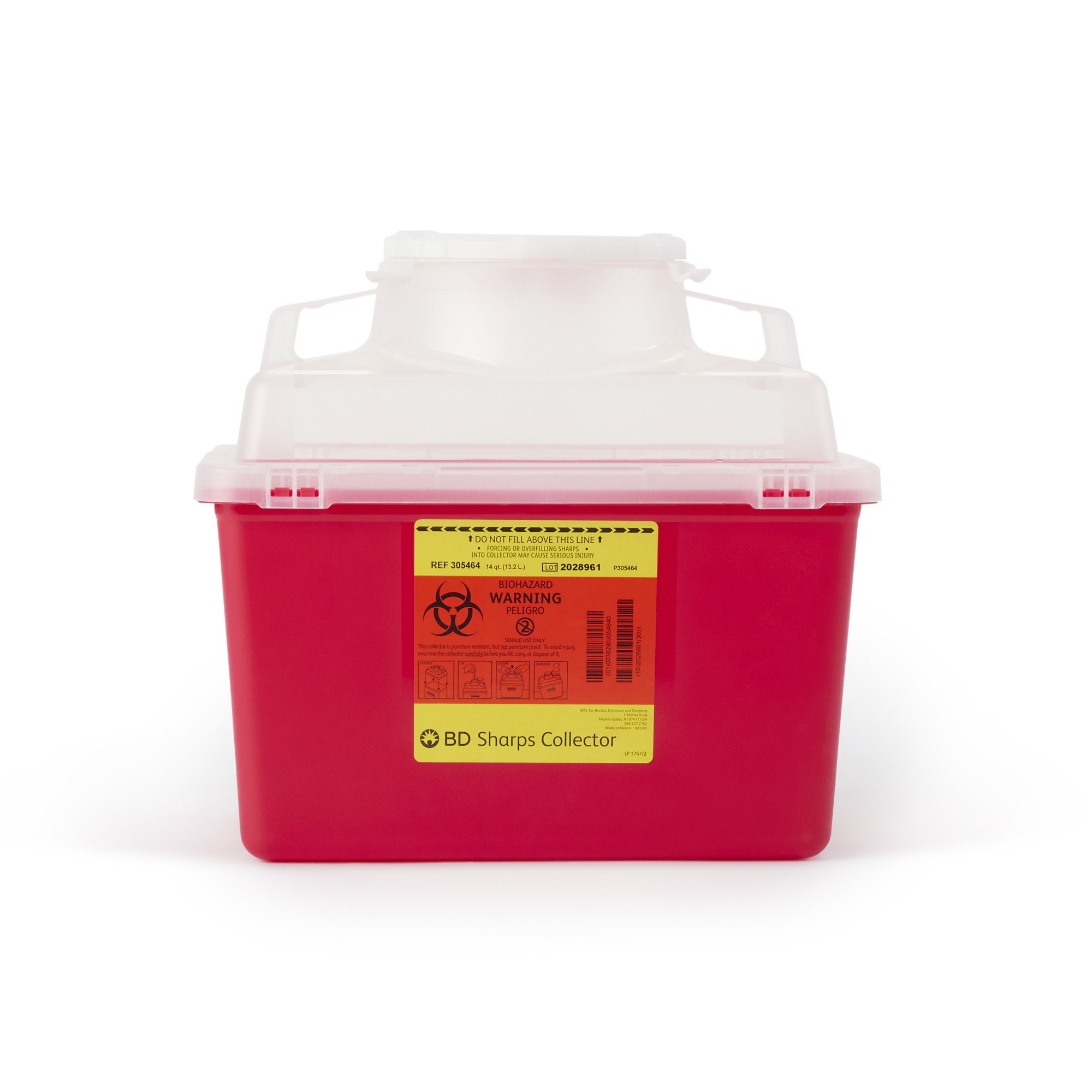 BD - Sharps Container BD™ Red Base 11-1/2 H X 12-4/5 W X 8-4/5 D Inch Vertical Entry 3.5 Gallon [1/EA]