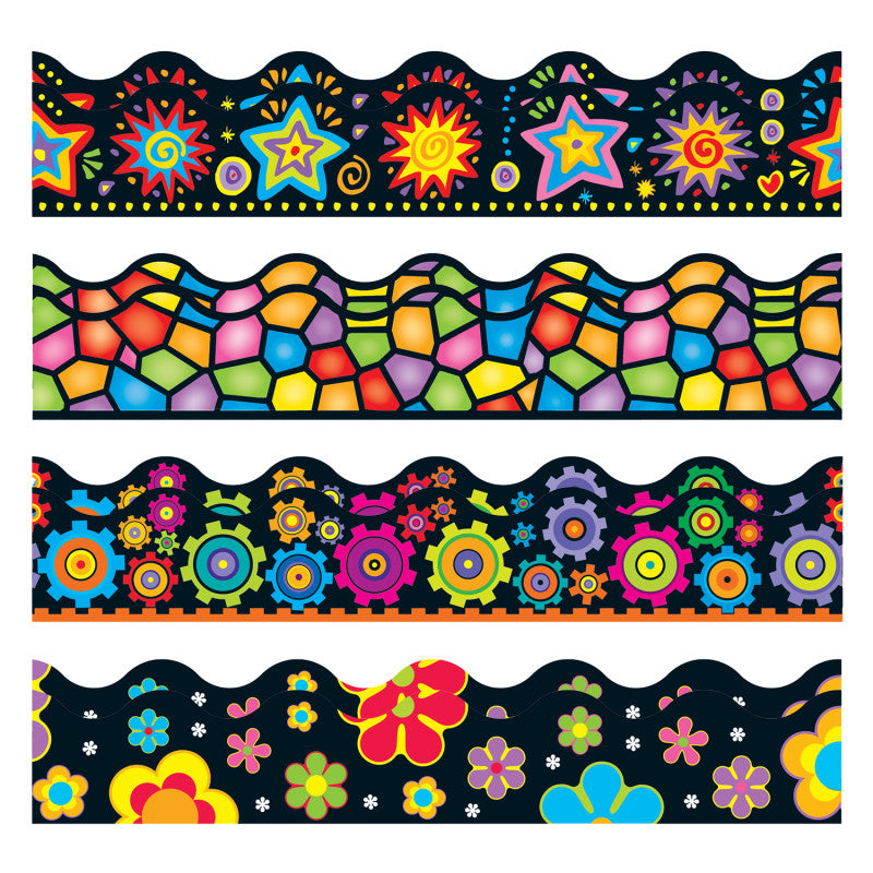 TREND - Brights on Black Terrific Trimmers®, Variety Pack, 156 Feet Per Pack, 2 Packs