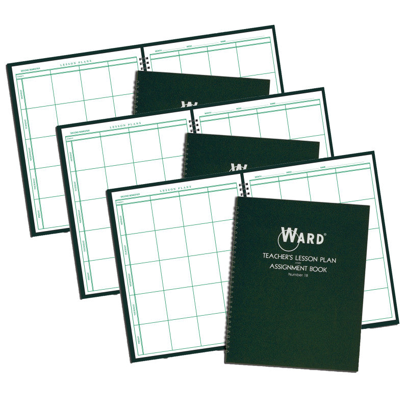 WARD - Teacher Lesson Plan/Assignment Book, 8 Period, 44 Weeks, Pack of 3