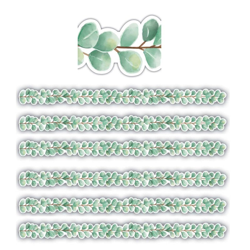 TEACHER CREATED RESOURCES - Eucalyptus Die Cut Border Trim, 35 Feet Per Pack, 6 Packs
