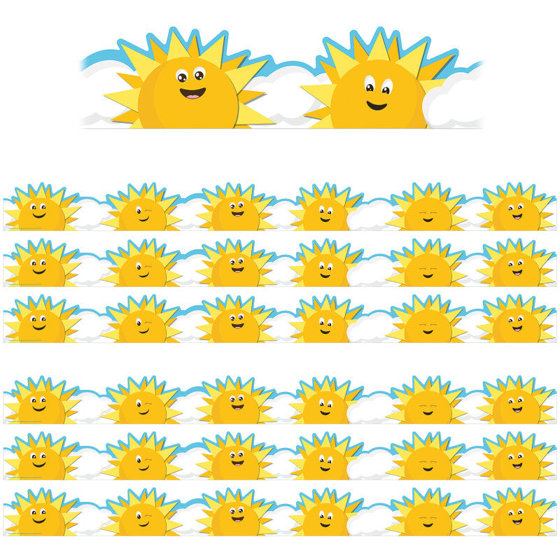 EUREKA - Growth Mindset Sun & Clouds Deco Trim® Extra Wide Die-Cut, 37 Feet Per Pack, 6 Packs