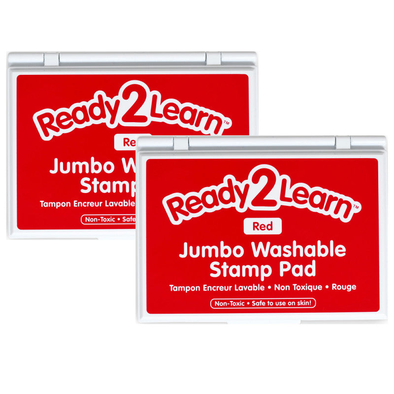 READY 2 LEARN - Jumbo Washable Stamp Pad - Red - 6.2"L x 4.1"W - Pack of 2