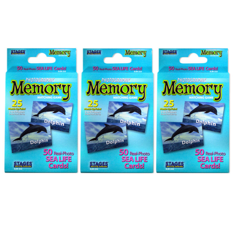 STAGES LEARNING MATERIALS - Photographic Memory Matching Game, Sea Life, Pack of 3
