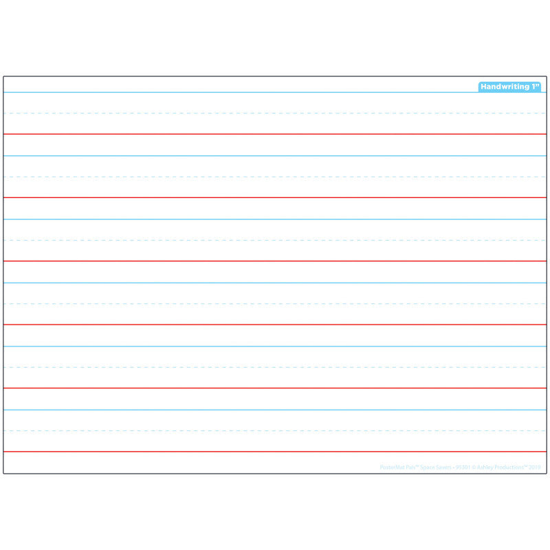 Smart Poly® Single Sided PosterMat Pals® Space Savers, Handwriting 1", 13" x 9.5"